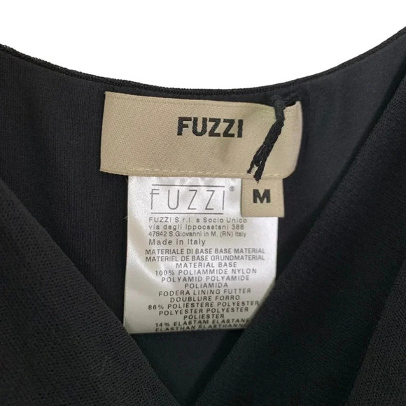 Fuzzi by Jean Paul Gaultier Mesh Cowl Neck V-neck Dress In Nero Black Size M NWT - Picture 7 of 10